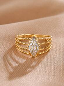 1pc Elegant Wishbone Shaped Zirconia Cuff Ring, Minimalist Luxury Feel, Suitable For Daily Wear, Parties, Recommended Gift - JZ6805 - View 13