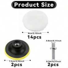 18 piezas Kit de almohadillas pulidoras eléctricas, que incluye almohadillas pulidoras de lana de 3.0", plato de apoyo y adaptador de taladro M10, adecuado para pulir, encerar, reacondicionamiento y sellado en automóviles y muebles - Juego de 18 piezas - Ver 2