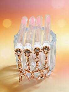 Bộ 1/3/5 cọ mascara hình ống ngọc trai hồng đính kim cương có khóa hình ngôi sao, dụng cụ nối mi và lông mày, nhỏ gọn tiện mang theo khi đi du lịch. - Hồng - Xem 3