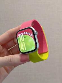 1条男女通用荔枝纹硅胶磁吸表带，兼容 42mm、38mm、40mm、41mm、44mm、45mm、46mm、49mm，时尚智能手表替换表带，适用于Series Ultra2、Ultra SE2、SE 11、10、9、8、7、6、5、4、3、2、1 - 彩色 - 查看 3