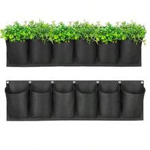 Horizontal 4/6 Pocket Hanging Grow Bag Garden Flower Pot Planter Layout Waterproof Vertical Wall Hanging Planting Bags - Black - View 1