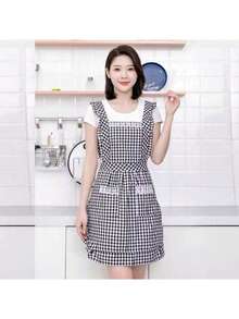 New Fashionable Waterproof, Oil-Proof, Stain-Resistant Lace Plaid Apron, Unisex Design, Great For Mother's Day, Independence Day, Birthday Gifts - X - View 4