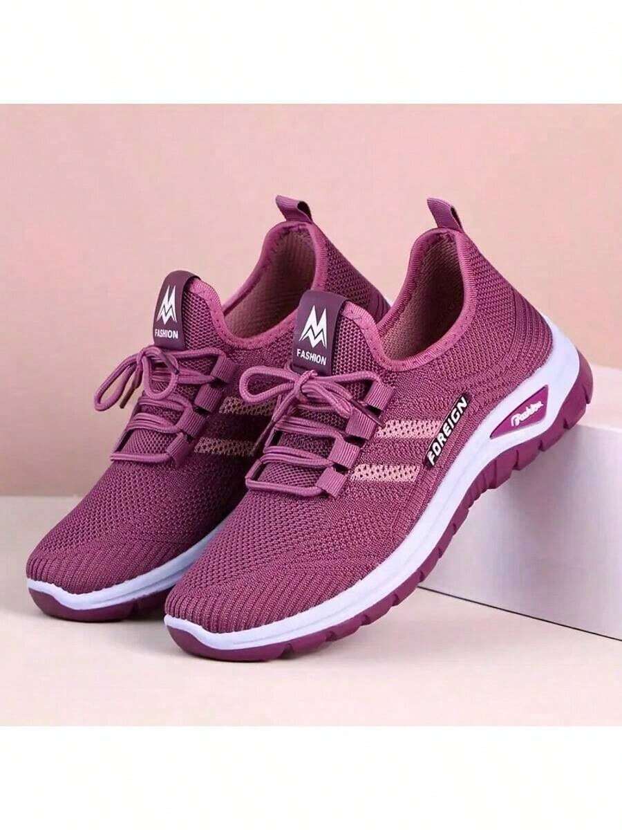[Comfortable Slip-On Sneakers] Lightweight And Comfortable Women's Breathable Knitted Slip-On Sneakers, Low-Top Casual Shoes For All Seasons, Available In A Variety Of Sizes - 紫羅蘭色 - 查看 1