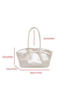 1 chiếc túi tote cỡ lớn kiểu cổ điển, túi đeo vai cỡ lớn tiện dụng cho người đi làm, túi thời trang đi xe máy, chất liệu da PU màu trơn phủ sáp dầu, dây đeo trang trí, khóa kéo, túi đeo vai nữ thích hợp cho công việc, đi học, du lịch, mua sắm, kinh doanh, sử dụng hàng ngày. - trắng - Xem 6