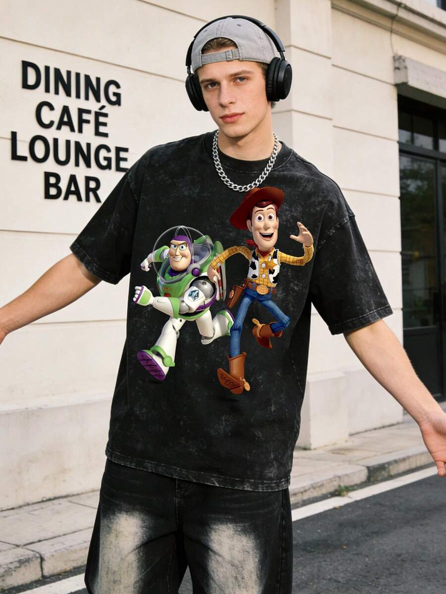 Disney Woody & Buzz   Printed Short Sleeve T-Shirt - màu đen - Xem 1