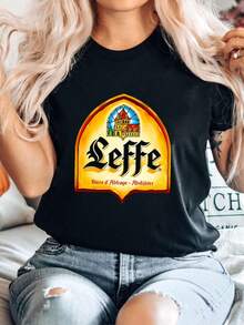 Maglietta da donna con stampa del logo della birreria Leffe, maglietta da uomo, taglie USA da S a 5XL, disponibile in molti colori - nero - Visualizzare 6