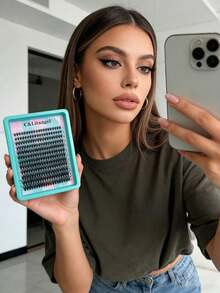 240 Stück DIY Wimpernverlängerungs-Set, 40D (8-18)mm natürliche flauschige Büschel-Wimpern, D-Curl natürlich gekräuselt, einfache DIY Wimpernverlängerung für Anfänger, C/D gemischte Länge, Salon-Niveau Effekt zu Hause, voluminöse Büschel-Wimpern, weich & leicht, geeignet für Alltag & Party - D - Übersicht 9