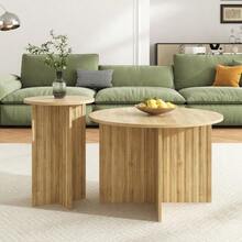 Set Of 2 Modern Nesting Tables In Wood – Round Coffee Tables With A Scandinavian Design, Space-Saving And Versatile, Stable Construction In MDF/PB - View 2