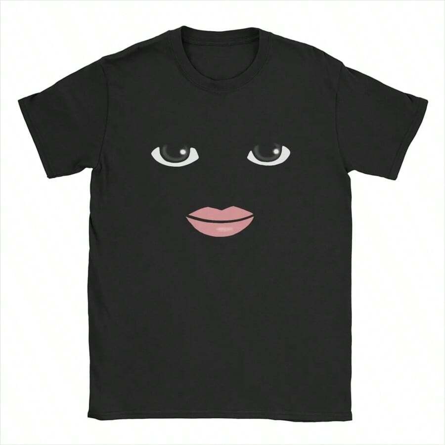 Round Neck Short Sleeve Clothing Summer Novelty Harajuku Streetwear Robot Robloxs Woman Face Game Tshirt Aesthetic Clothes 01 - màu đen - Xem 1