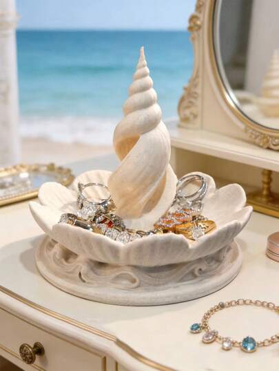 1 件 3D 打印贝壳收纳托盘，奢华复古家居装饰品，多功能珠宝收纳托盘