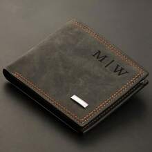 1 Piece Of Personalized Gift, Customised Short Wallet, Anniversary Gift, Boyfriend Gift, Birthday Gift, Gift For Father, PU Leather Customized Wallet - Multicolor - View 6