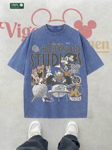 Disney 's  Studios Classic Characters Vintage Wash T-Shirt - Royal Blue - View 2