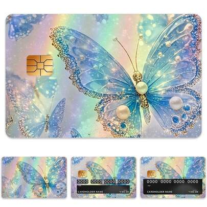 4张彩色信用卡贴膜，防水防刮，个性化装饰保护贴，适用于信用卡/借记卡/交通卡