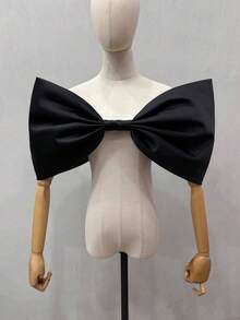 1pc White Satin Exaggerated Puff Bowknot White Bridal Shawl Accessory - Multicolor - View 11