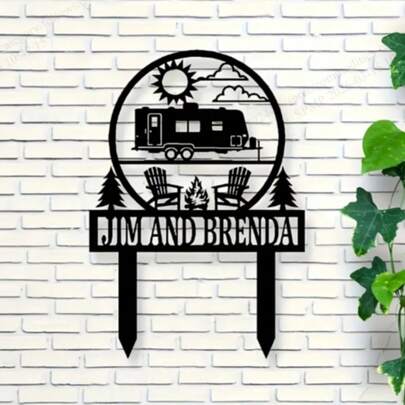 Cross-Border E-Commerce Customized Camping Signboard 2D Flat Acrylic Personalized Outdoor Garden Landmark, Very Suitable For RV Decoration, Lawn Display And Family Surname Marking - Unique Anniversary Festival Gift