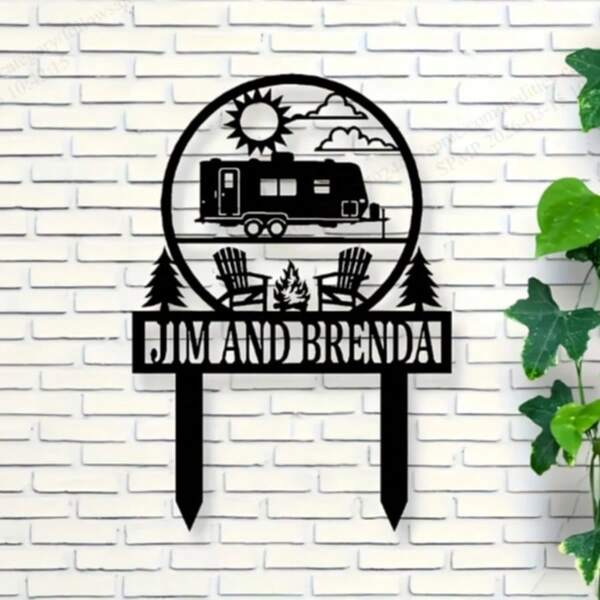 Cross-Border E-Commerce Customized Camping Signboard 2D Flat Acrylic Personalized Outdoor Garden Landmark, Very Suitable For RV Decoration, Lawn Display And Family Surname Marking - Unique Anniversary Festival Gift