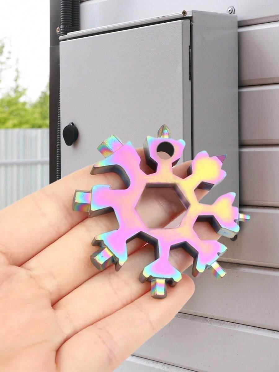 Bộ 2 chiếc/bộ cờ lê lục giác mini hình bông tuyết đa năng, móc khóa tiện dụng, dụng cụ sinh tồn dã ngoại EDC cầm tay, dụng cụ mở chai/tua vít đầu dẹt/cờ lê xe đạp bằng thép không gỉ hình bông tuyết. - màu sắc ngẫu nhiên - Xem 1