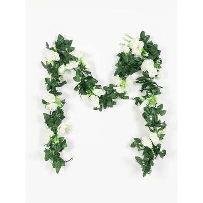 1支仿真丝花 - 玫瑰藤蔓，仿真花束，适用于家居、餐厅、客厅、户外花园装饰，也可用于婚礼、家庭花园和派对装饰，仿真花，婚礼用花，新娘捧花，婚礼用品，婚礼装饰，装饰花，春季装饰