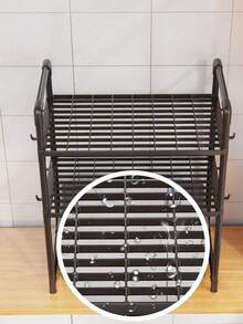 1pc Double-Layer Hanging Spice Rack With Handles, Multifunctional Kitchen Storage Shelf For Microwave, Oven, Bread Maker, Holds Seasonings, Utensils And Miscellaneous Items - Multicolor - View 2