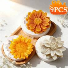 9pcs Mini Daisy Flower Silicone Candle Molds, Sunflower Shaped Resin Silicone Molds For DIY Candle, Soap, Plaster Crafts, Home Decor, Easy Release And Reusable - A - View 2