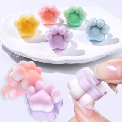 1pc Cartoon Cat Paw Nail Brush Ring-Shaped Soft Bristle Brush For Cuticle Prep And Cleaning, Portable Stain Remover Nail Care Tool, Clean Nail Glitter Power, Perfect For Daily Hand Care, Ideal For Home And Salon Manicures