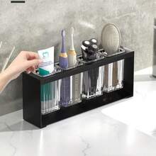 Black 3/4 Cup Rack [With Drainage] Countertop Cutlery Storage Rack Kitchen Cutlery Shelf - Black - View 9
