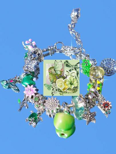 1ชิ้น สร้อยข้อมือจี้แอปเปิ้ลเขียว, สร้อยข้อมือนิทานคอสเพลย์, สร้อยข้อมือลายดอกไม้และกระบองเพชร, สร้อยข้อมือปลาดาวและเต่าสไตล์วินเทจ, สร้อยข้อมือ DIY สไตล์วันหยุดฤดูร้อน