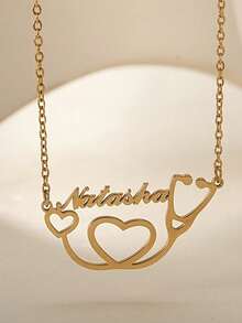 1pc Personalized Stethoscope Name Necklace, Customized Doctor And Nurse English Letter Necklace, Stainless Steel Jewelry, Medical Student Graduation Gift - Multicolor - View 4