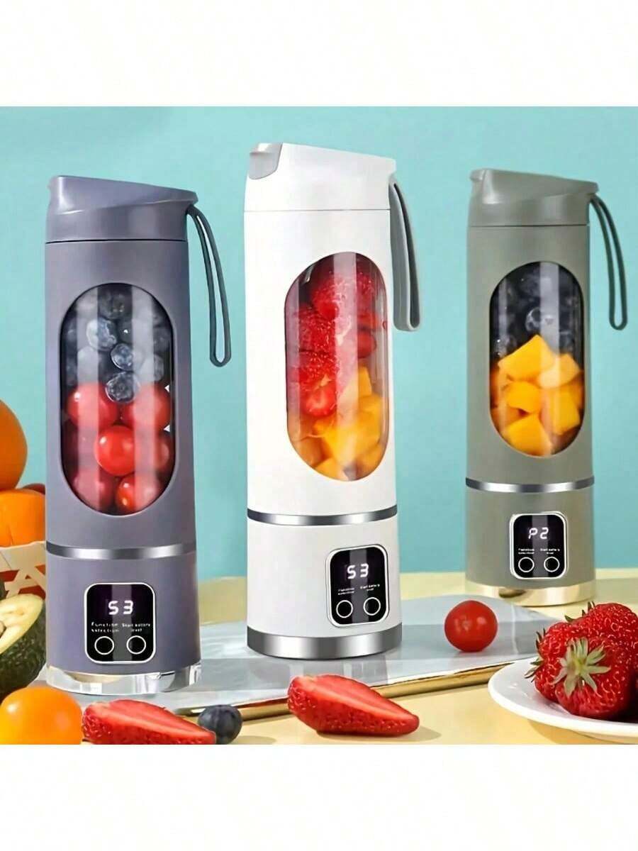 1pc 15.22oz Portable USB Rechargeable Blender And Juicer | Compact Fresh Fruit Smoothie Maker, Instant Nutrition For Cold Drinks, Camping And Meals, Large 450ml Capacity, Adjustable Speed, No Filter Needed, Essential For Camping, Modern Kitchen Gadget, Durable Plastic Blender