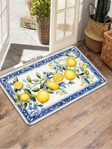 1PC Fresh Lemon Garden Blue & Yellow Decorative Floral Pattern Romantic Garden Theme Bathroom Decor, Playful Bathroom Style Fresh Lemon Garden Blue & Yellow Decoration, Door Mat, Bathroom Rug, Modern Fashion Home Decor Carpet, Bathtub Side Rug, Perfect For Entryway, Kitchen Porch, Living Room Carpet, Door Mat, Small Rug, Welcome Mat - Multicolor - View 15