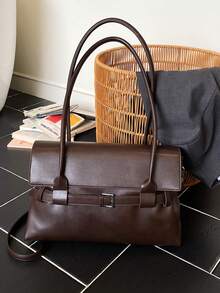 1pc Women's Fashionable PU Shoulder Bag, 2025 New Design Ladies Handbag & Crossbody Bag - Coffee Brown - View 6
