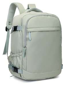 Minimalist Light Grey Backpack Lightweight Nylon Daypack With Adjustable Straps - A - View 2