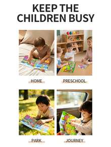 1本儿童益智贴纸书，适合3岁以上儿童，DIY贴纸书，包含泡泡贴纸、果冻贴纸、撕贴贴纸、卡通贴纸，学前认知思维玩具 - 彩色 - 查看 5