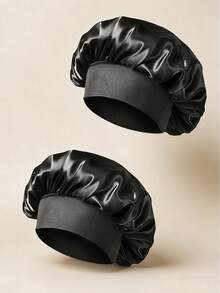 2pcs Silk Sleep Cap For Women, Satin Lining, Elastic Band, Suitable For Curly Hair,Summer,Beach,Hat - Multicolor - View 3