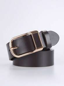 Joopzqm 男士PU皮革休闲中年牛仔皮带，针扣式 - 咖啡棕 - 查看 6