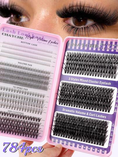 774/784 Pcs Individual Lashes, High-Capacity False Eyelash Book, Mixed Under And Upper Lashes Styles, Beginner-Friendly False Eyelashes For DIY Eye Makeup Looks. Soft, Natural-Looking Fake Lash Extensions; Fluffy Classic Individual Eyelashes For DIY At Home. Realistic, Reusable Eyelash Bundle Ideal For Photography, Weddings, Night Parties, Outdoor Activities, Travel, Music Festivals, And Gifts For Women.