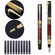 1 bút máy ngòi kim loại 0.5mm + 10 hộp mực đen. Một chiếc bút máy cao cấp, mang phong cách cổ điển, phù hợp cho việc viết, ký tên trong công việc và làm quà tặng. - Bút máy kinh doanh - Xem 11