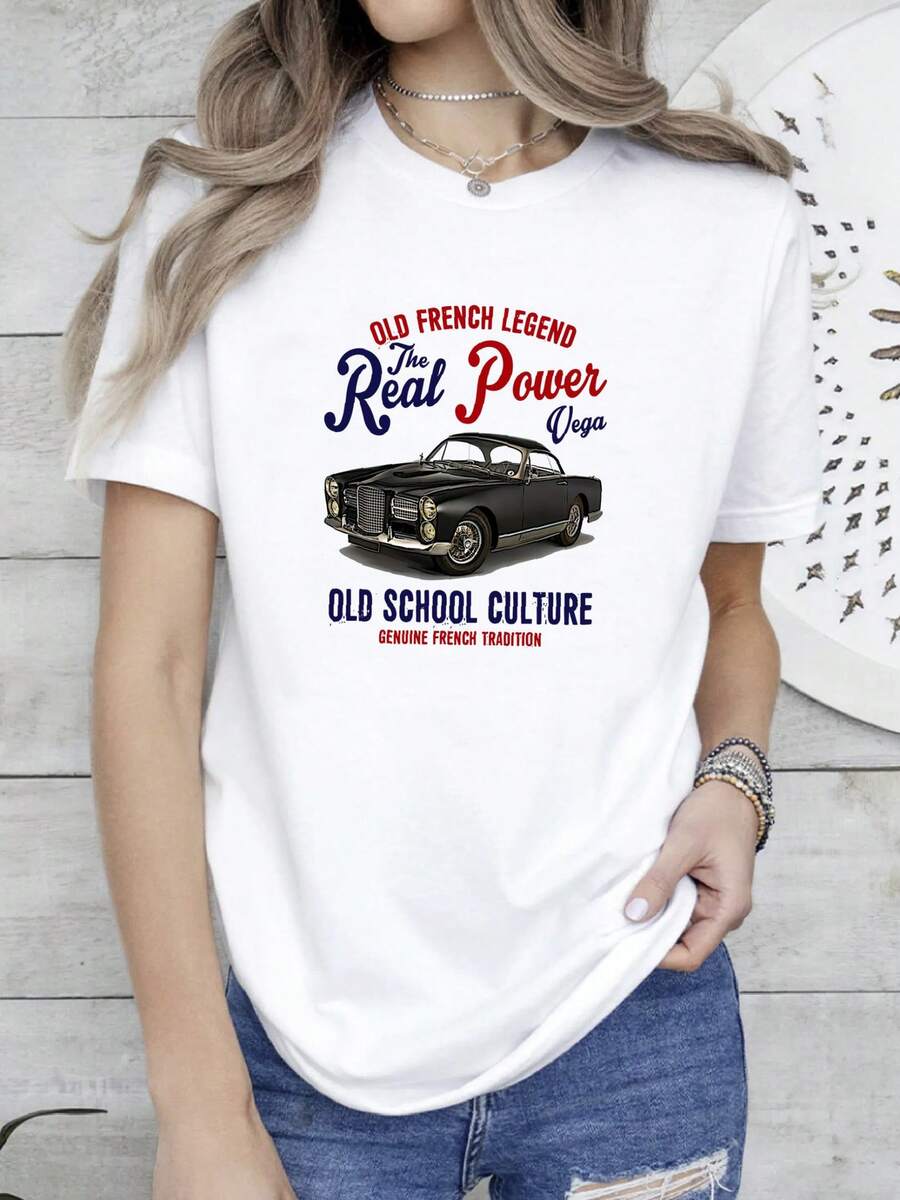 Camiseta de mujer con estampado VINTAGE FRENCH CAR FACEL VEGA 1 - NUEVA CAMISETA DE ALGODÓN - Blanco - Ver 1
