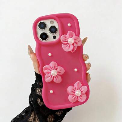 1个柔软粉色花卉防摔TPU手机壳，兼容 15/16/17 Pro Max、Galaxy S26 Ultra，