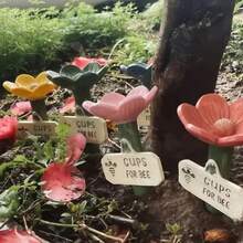 5个花形蜜蜂喂食器，陶瓷材质，户外悬挂式饮水站，养蜂喂食托盘，花园装饰，可重复使用，适用于蜜蜂、蝴蝶、蜂鸟 - 花朵 - 查看 3