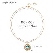 Women's Fashionable O-Shaped Rhinestone Inlaid Alloy Planet Necklace, Suitable For Autumn/Winter, Ins Style - Gold - View 4
