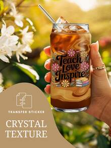 12pcs/Set Teacher Appreciation UV DTF Transfer Sticker (2.75x3.5in) No Heat Needed, Teaching Is A Work Of Heart Motivational Quote, Helping Little Minds Grow School Supplies Decal, Coffee Apple Books Waterproof Rub On Sticker DIY Gift - TCHR 01 - View 3