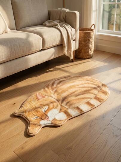 1件可爱卡通猫图案防滑柔软门垫，适用于浴室、卧室、厨房、客厅、家居装饰和玩耍