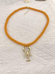 ZA 女士小龙虾吊坠串珠项链 | 多色波西米亚海洋风复活节礼物沙滩派对饰品 - 小龍蝦 - 查看 17