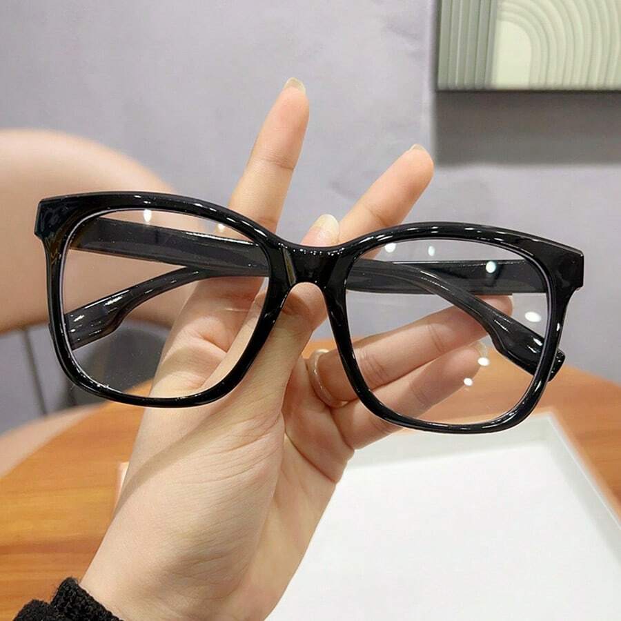 1 chiếc kính nữ gọng vuông lớn màu đen thời trang, kiểu dáng giản dị, phù hợp để đeo hàng ngày và chụp ảnh đường phố. - Nhiều màu - Xem 1