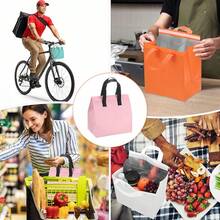 Bộ 5/10 túi giữ nhiệt đựng đồ ăn trưa, túi giữ lạnh, túi mua sắm giữ nhiệt, thích hợp cho giao đồ ăn mang đi, tụ họp, đựng đồ uống, dã ngoại và các ngày lễ, màu hồng nâu. - Xem 7