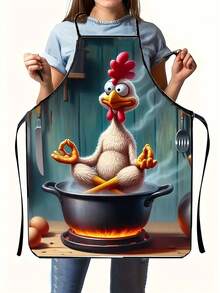 厨房围裙 - 1 件。鸡肉在锅里冥想 - 烘焙软质厨师围裙 - 适用于厨房烹饪、烘焙、厨师、服务员、男厨师 - 围裙 - 60*80厘米 - 查看 2