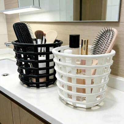 Caja de almacenamiento de escritorio para cosméticos, tubo de almacenamiento portátil hueco de resina, caja de almacenamiento para cosméticos/papelería/joyas, hueca, ventilada y a prueba de polvo