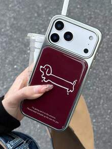 Ốp điện thoại Niche Artistic màu đỏ tía, hình vẽ đường nét chú chó Dachshund đang hái sao, khẩu hiệu tiếng Anh, phù hợp với 14, 15, 16, 17, 14 Pro, 15 Pro, 16 Pro, 17 Pro, 14 Pro Max, 15 Pro Max, 16 Pro Max, 17 Pro Max - Màu Đỏ Sâu - Xem 3