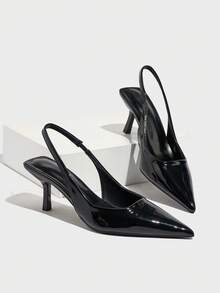 Giày cao gót mũi nhọn nữ thu/đông 2025, dép xỏ ngón gót nhọn thời trang, giày cao gót kiểu mèo, thanh lịch, thanh lịch - màu đen - Xem 12